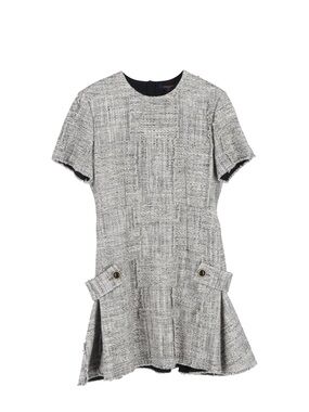 Louis Vuitton Tweed Crewneck Mini Dress in Grey Wool